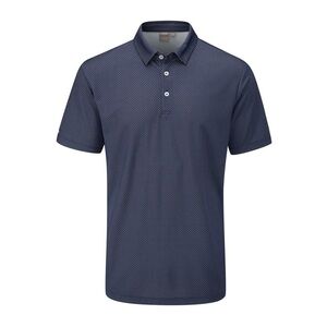 Ping Mens Spike Short Sleeve Shirt Medium Dark Blue Polo Collared Golf Shirt